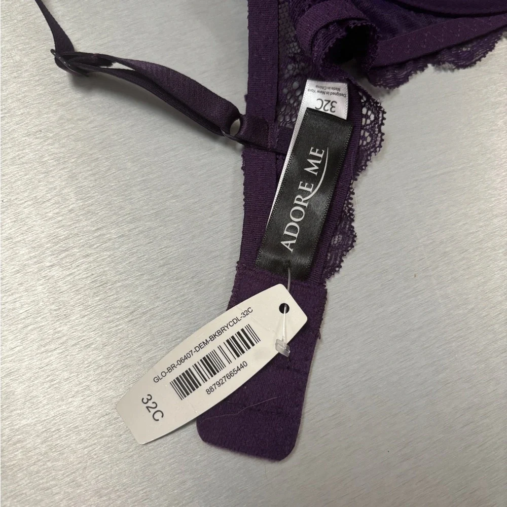 Adore Me NWT deep purple lace Demi bra 32C